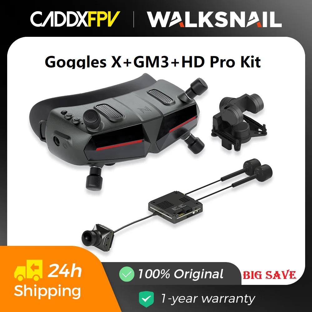 Очки Caddx Walksnail Avatar HD Goggles X с комплектом Avatar HD pro (версия с двумя антеннами) и системой отслеживания положения головы GM3 для дронов с FPV