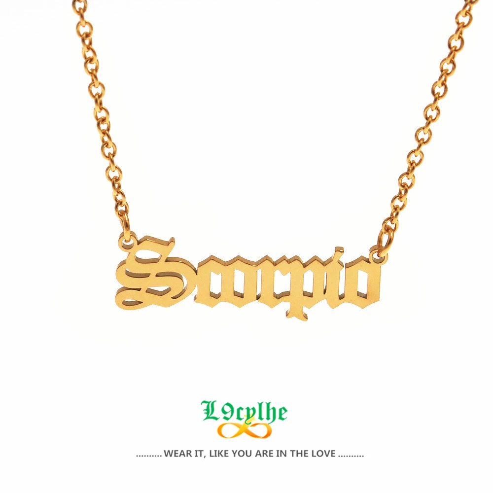 女性のための英語のレタリングペンダント付きネックレス 干支の12種類の天使の形 をしたゴールドとシルバーのチェーン ヒップホップスタイルのジュエリー ペンダントネックレス Aliexpress