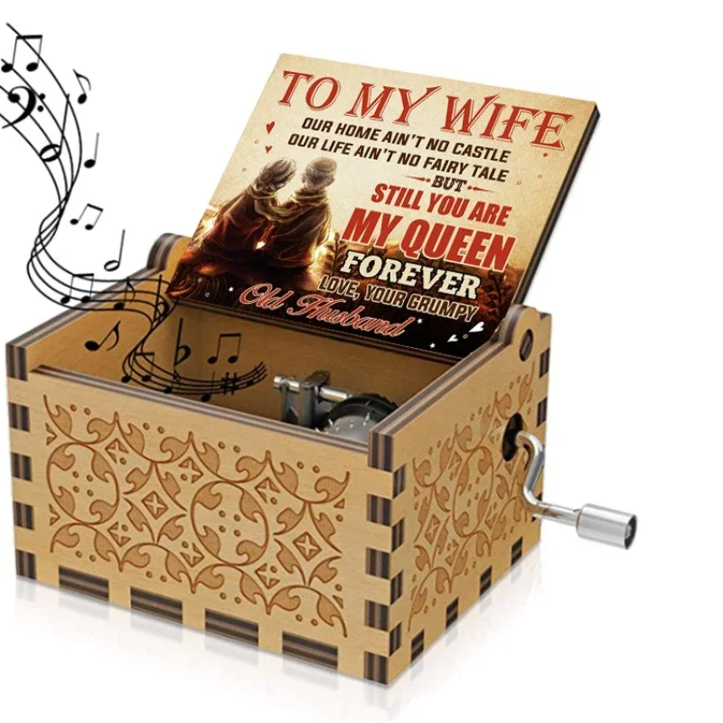 You Are My Sunshine Music Box Color Printing Wooden Hand Crank Musical Box Birthday Present Valentine's Day Christmas Gift New 6