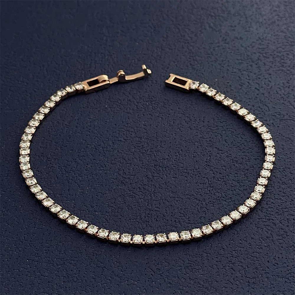 Elegant Rose Gold Sterling Silver Zirconia Tennis Bracelet Gift