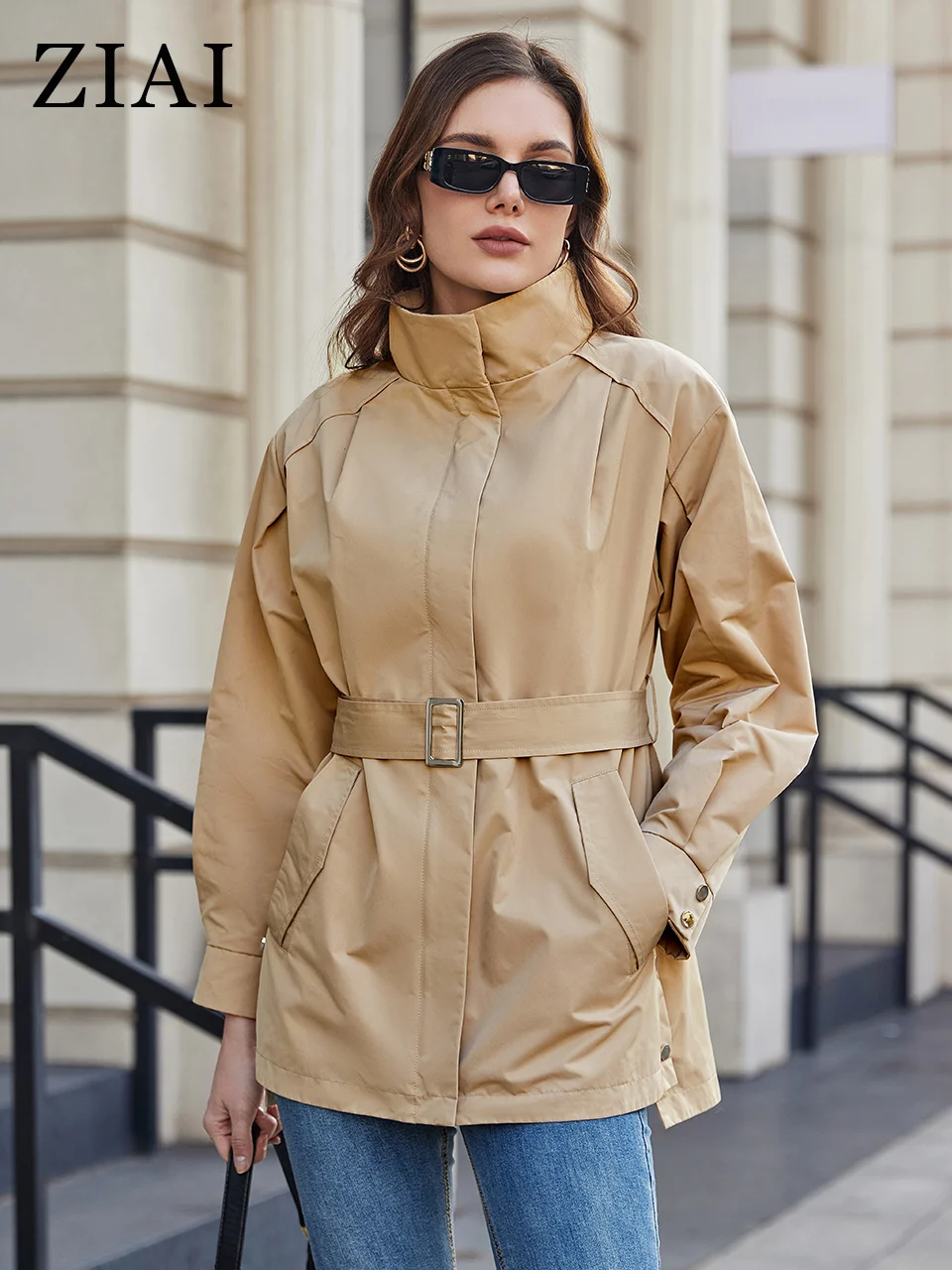 ZIAI-2023-new-fall-women-s-coat-with-belt-trench-coat-Lapel-Slim-zipper ...