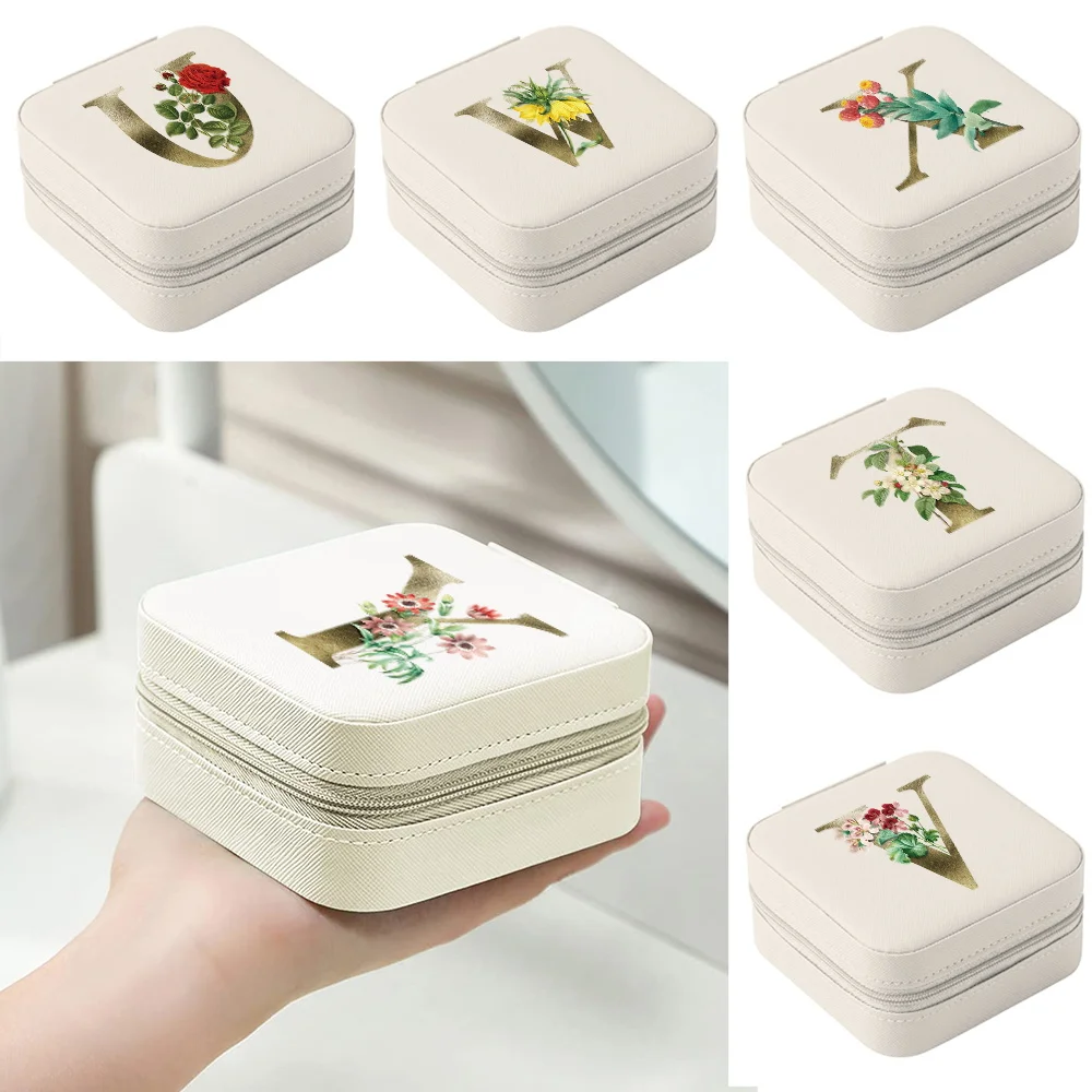

Mystery Ring Box for Wedding Ceremony Golden Flower Letter Women Jewelry Storage Bridesmaid Jewelry Gift Box Earring Storage Box