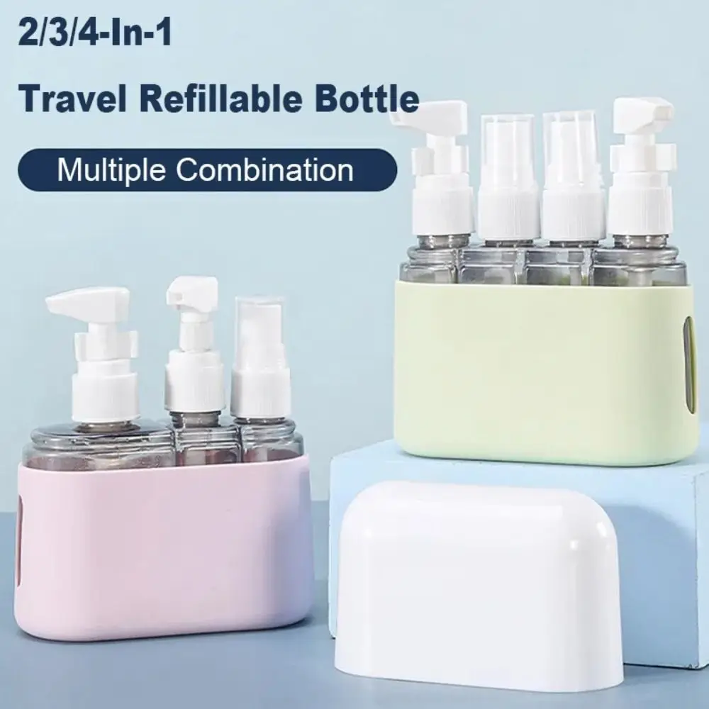 

Refillable 3/4-In-1 Travel Bottle Set Silicone Leak Proof Mini Shampoo Dispenser Spray Bottle Portable Empty Cosmetic Container