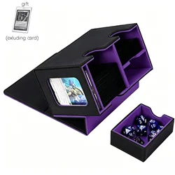 Leather Magnetic Closure Trading Card Storage Box - Premium Protection (Plum)