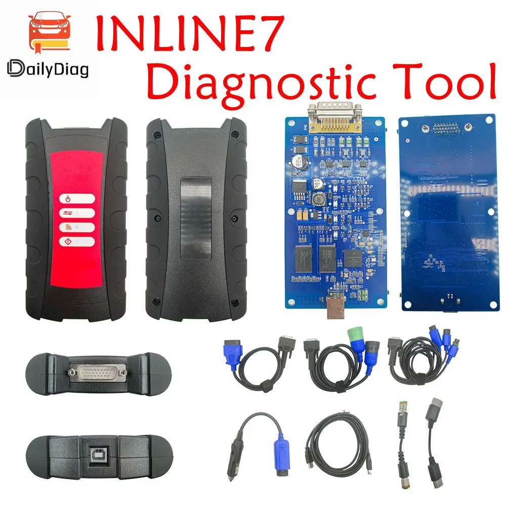 

Сканер OBD2 для тяжелого грузовика, инструмент для диагностики Cummins, Встроенный адаптер 7 для передачи данных с программным обеспечением Cummins введите версии