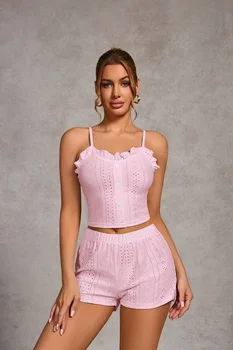 بيجامة نسائية مع بنطلون طقم ملابس منزلية طقم بيجامات نسائي بدلة بيجامة للنساء ملابس صيفية ملابس نوم شورت ثوب نوم مثير 3