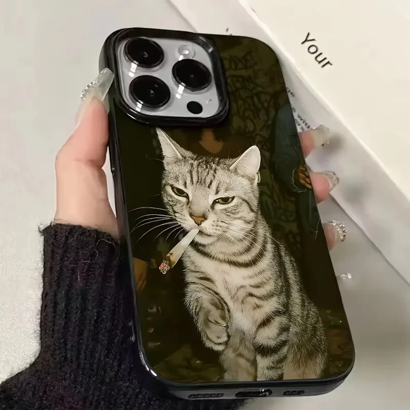 Chic Cat Smoking Design Phone Case Cover