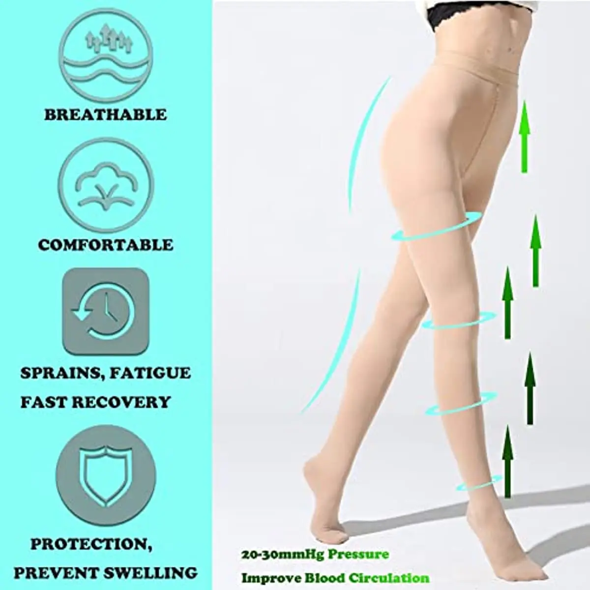 Women Compression Pantyhose Compression Pantyhose Stocking for Women 20-30 MmHg Support Circulation Remove Swelling Relieve Fatigue Comfort