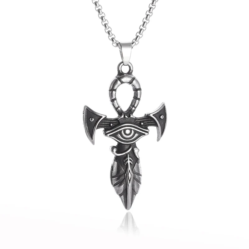 Acciaio Inossidabile Occhio Di Horus Life Key Ankh Ciondolo Uomini E Donne Protezione Fascino Amuleto Collana Gioielli