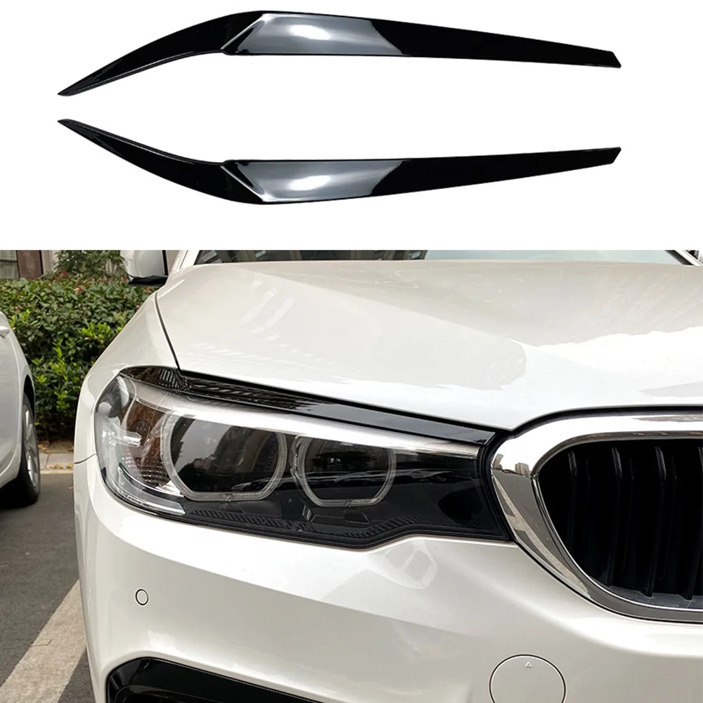 Car Sticker Headlight Eyebrows Eyelid Trim Cover for BMW 5 Series G30 525i 17-21 2PCS
