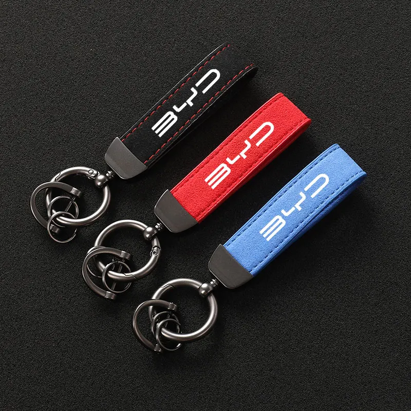 

Suede Metal Buckle Car Keychains Business Gift with Brand Logo For BYD Song Qin Han EV Tang DM 2018 PLUS Song Pro MAX Yuan Car
