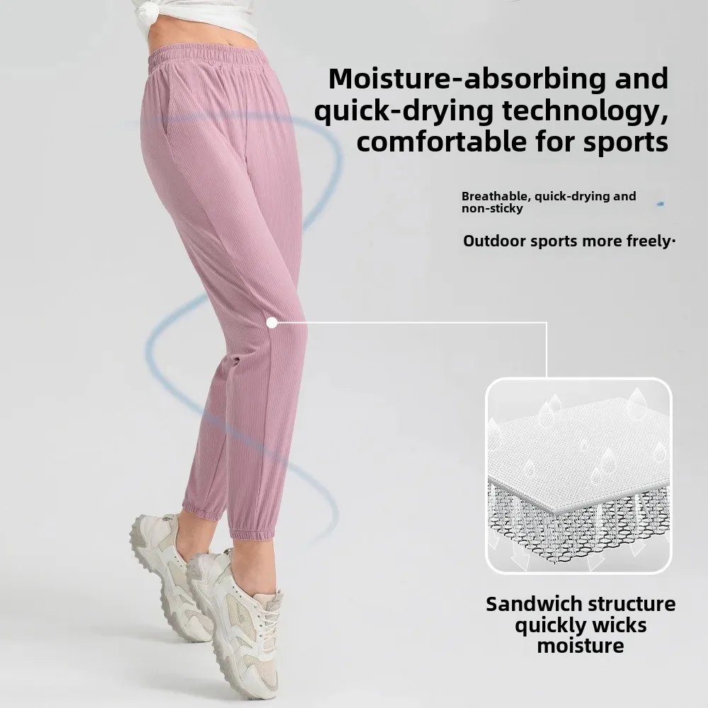 Loose Women's Fitness Yoga Pants High Waist Running Sports Shorts with Pockets Quick Dry Casual Trousers for Women