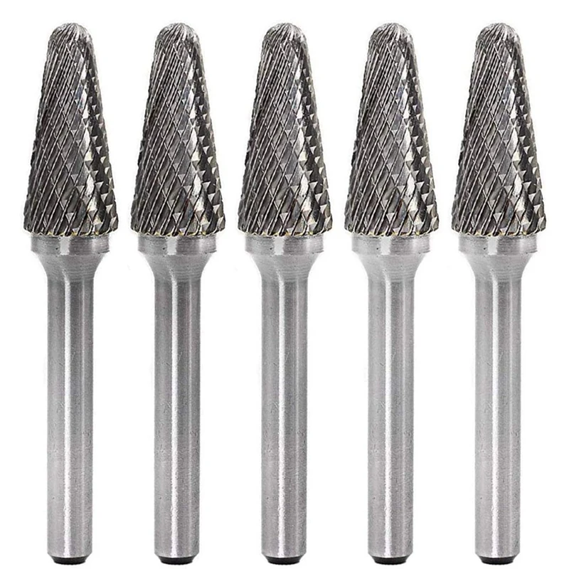 

Hot 5Pcs SL-4 Tungsten Carbide Burrs Cylinder Shape Double Cut Rotary Burr File With 1/4 Shank For Rotary Tool Die Grinder