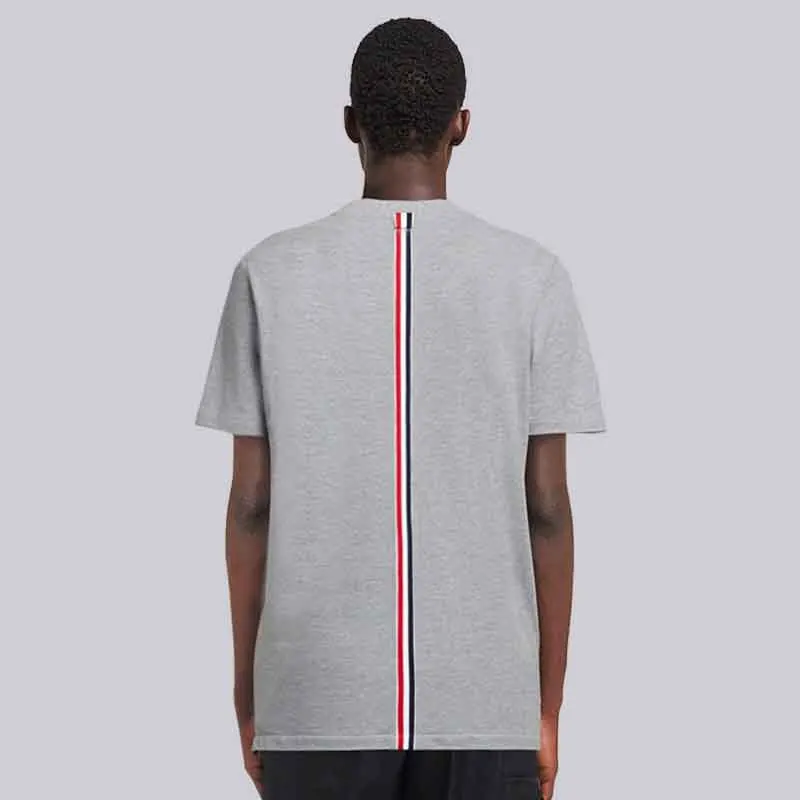 

TB THOM Men's T-shirt Summer Fashion Brand Unisex Clothing Cotton Jersey Striped Back Tee Casual Outweaer Solid Tops