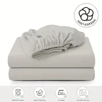 Drap-housse 100% coton, couleur unie, avec bande élastique, housse de lit simple, Double, Queen Size, housse de matelas 3