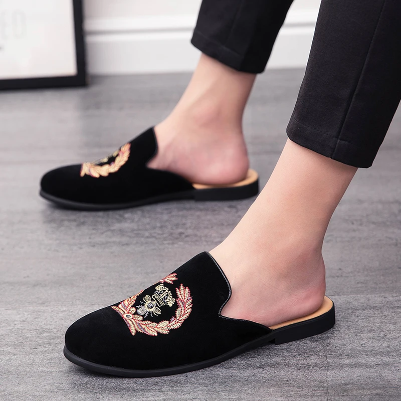 Mannen Suède Open Back Slip On Dress Slippers Backless Fluwelen Loafers Lui  Persoon Half Schoenen Voor Mannen muilezels Zapatos Hombre|Casual schoenen  voor Mannen| - AliExpress