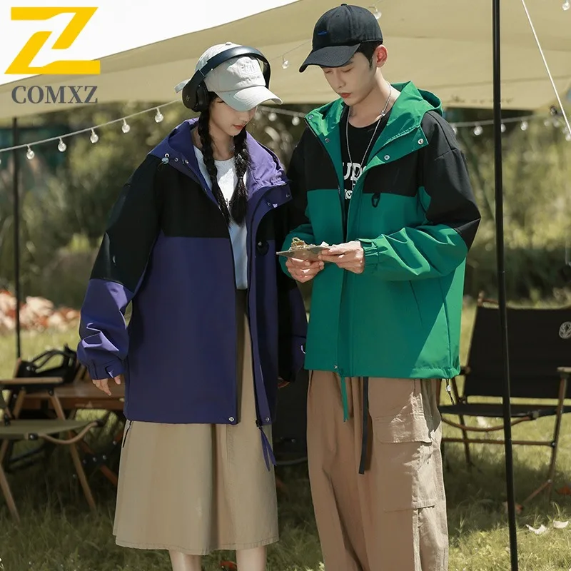 COMXZ Outdoor Hooded Jacket Men Premium Riding Windproof Motorcycle Jackets Simple Travel Multi-Function Autumn Men Clothing