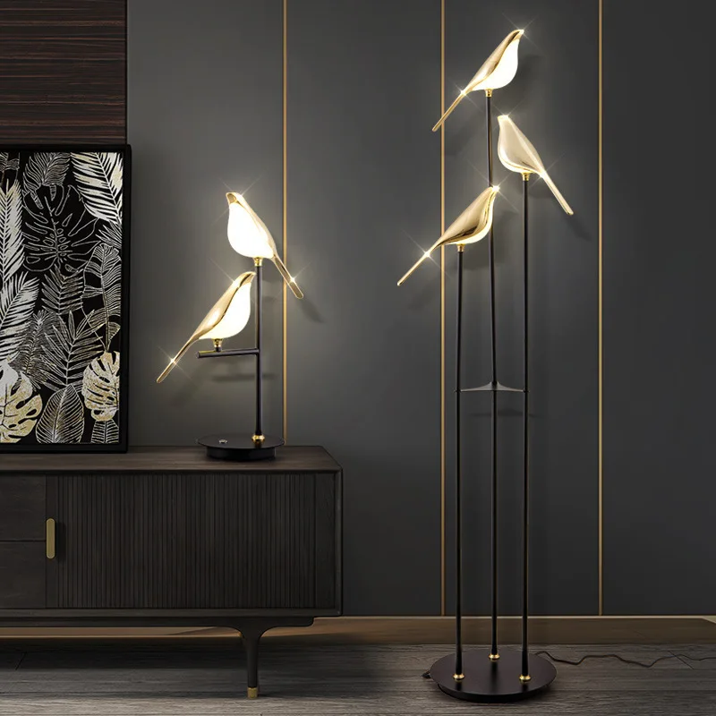 

Creative Magpie Bird Floor Light Modern Bird LED Table Lamp Parlor Bar Bedside Desk Bedroom Fixture Rotatable Home Decor