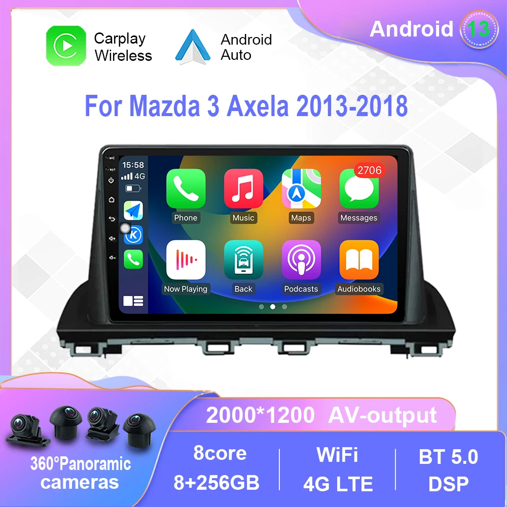 

Android 12.0 For Mazda 3 Axela 2013-2018 Car Radio Multimedia Video Player Navigation stereo GPS Carplay No 2din 2 din dvd