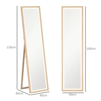 Зеркало в полный рост 40х160 см, зеркало стоящее со светодиодной подсветкой, 3 цвета света, напольное зеркало для спальни, гостиной, дуб — изображение 3