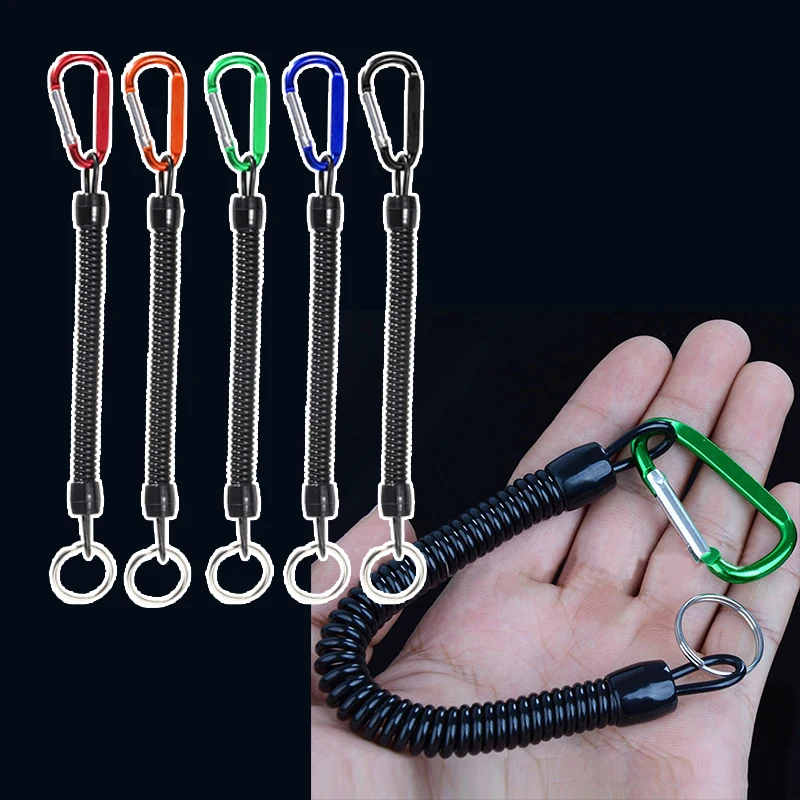 2pcs Retractable Spring Elastic Rope Security Retractable Anti-Lost Keychain  Carabiner Bag Accessory