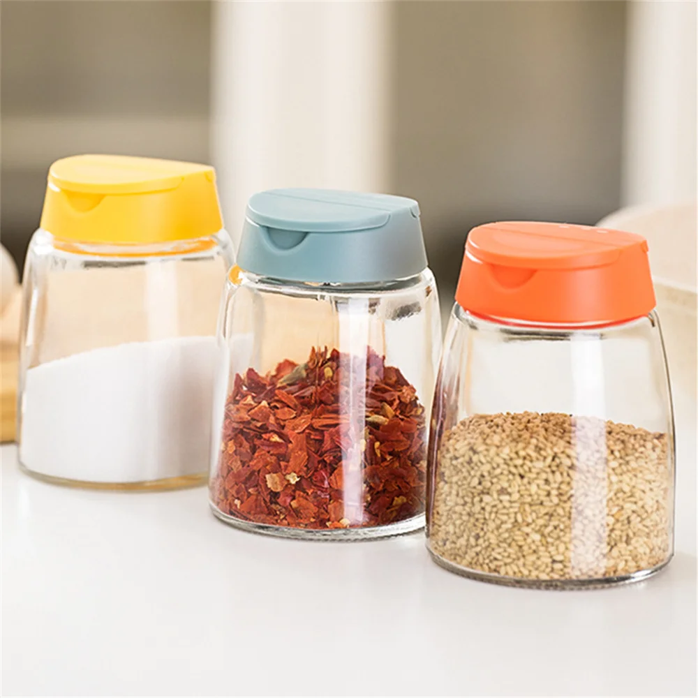 

4pcs Glass Seasoning Jar Spice Can Storage Bottle Condiment Seasoning Sealed Containers Kitchen Storage Bottles Spice Jar