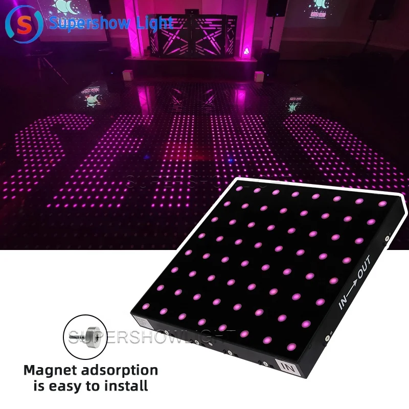 Led Dance Floor Magnetic 64 Pixels Dot Digital Dj Tempered Portable Matrix Led 3d Light Up Pixel Dance Floor Magnetic Wedding