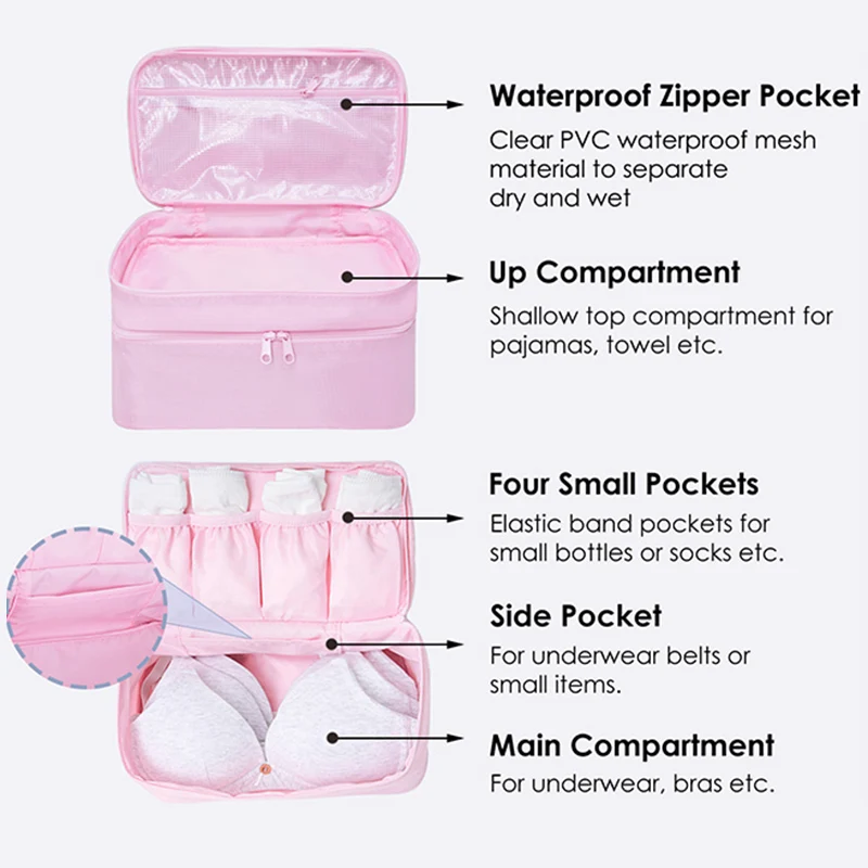 Portable Travel Storage Bag Multi-function Bra Underwear Organizer Bags Toiletry Cosmetic Case for Outdoor Travel Storage Bag 3