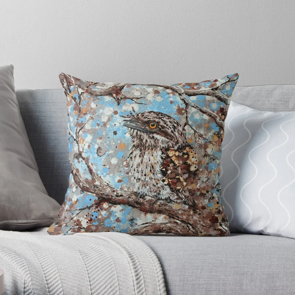 

The Tawny Discombobulation Tawny Frogmouth Throw Pillow decorative cushions for living room decorative sofa cushions