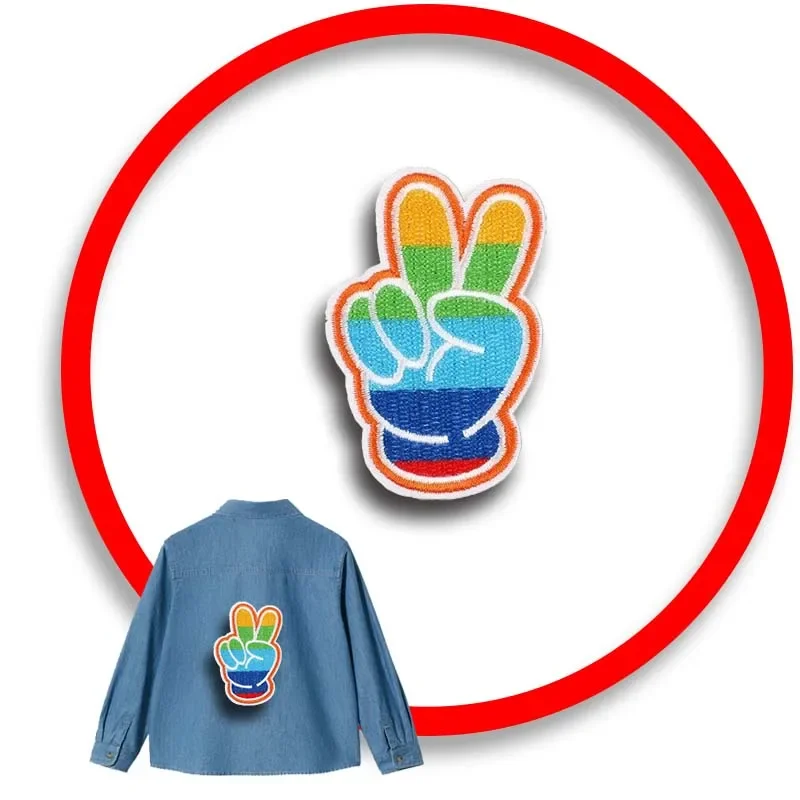 

1Pcs Patch Stickers Iron On Patches for Clothing Sewing Sun Peace Music Embroidery Fusible Applique Badge Bag Decoration Stripes