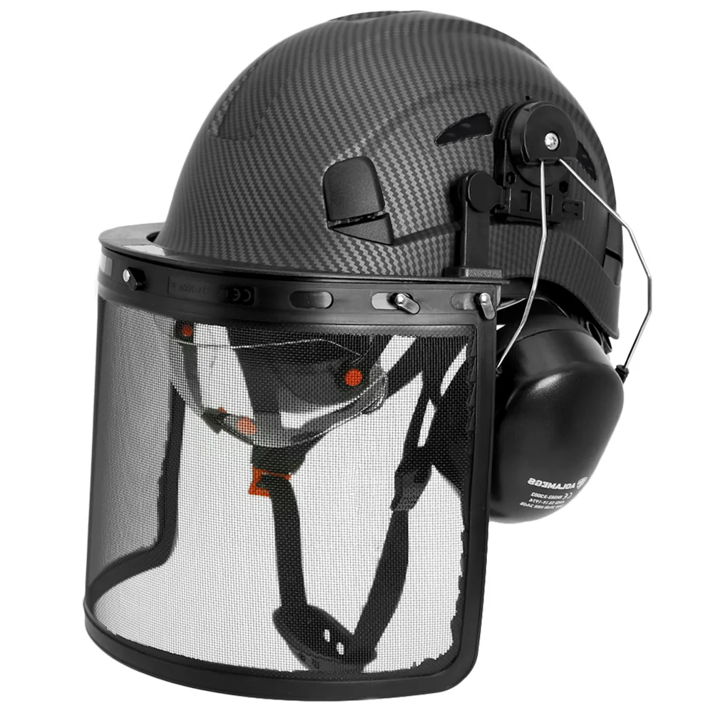 industrial-forestry-safety-helmet-with-visor-mesh-face-shield-earmuffs-chainsaw-cutting-woodworking-abs-hard-hat-carbon-fiber