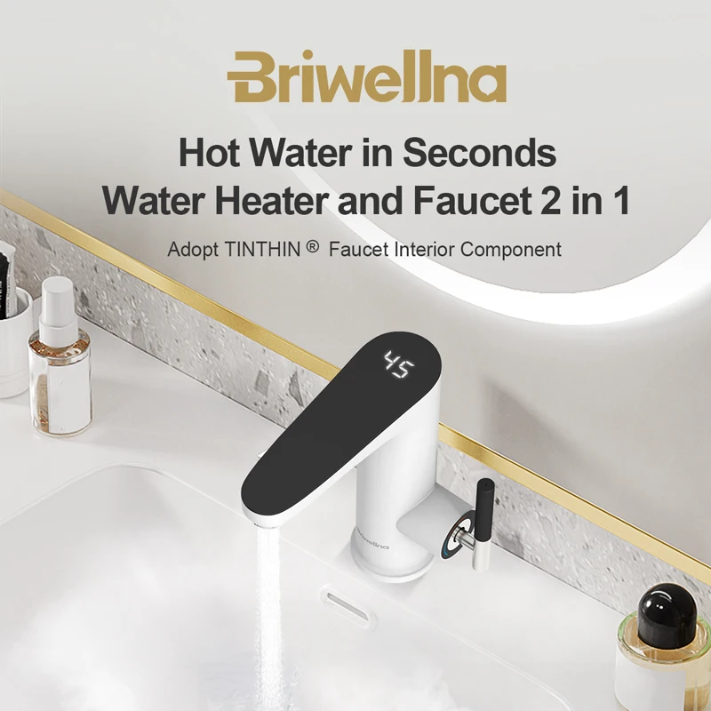 Briwellna Electric Water Heater 220V Kitchen Faucet Tankless