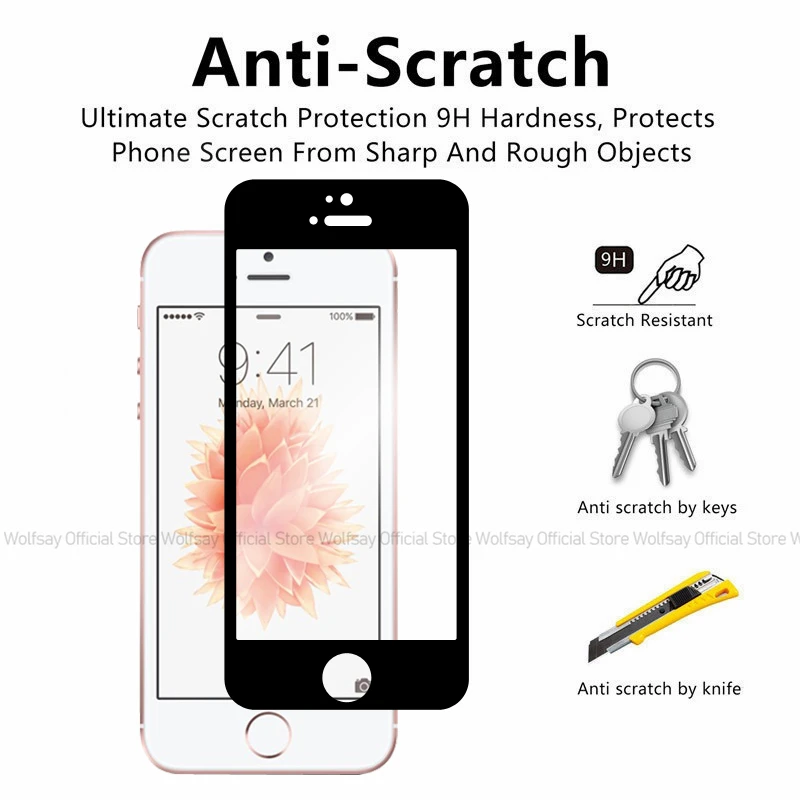 2/4 قطعة الزجاج المقسى آيفون SE 2016 حامي الشاشة آ...