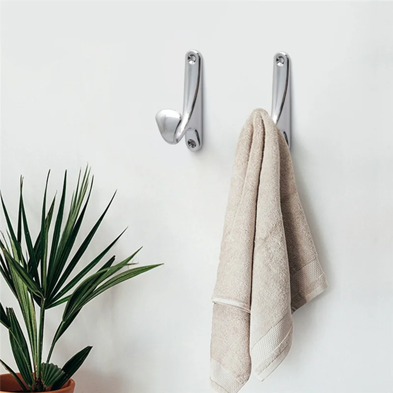 2Pcs Towel Hanger Storage Hooks Metal Cloths Rack Bathroom Robe Hook Towel Bathrobe Metal Wall Hook Home Hooks Durable