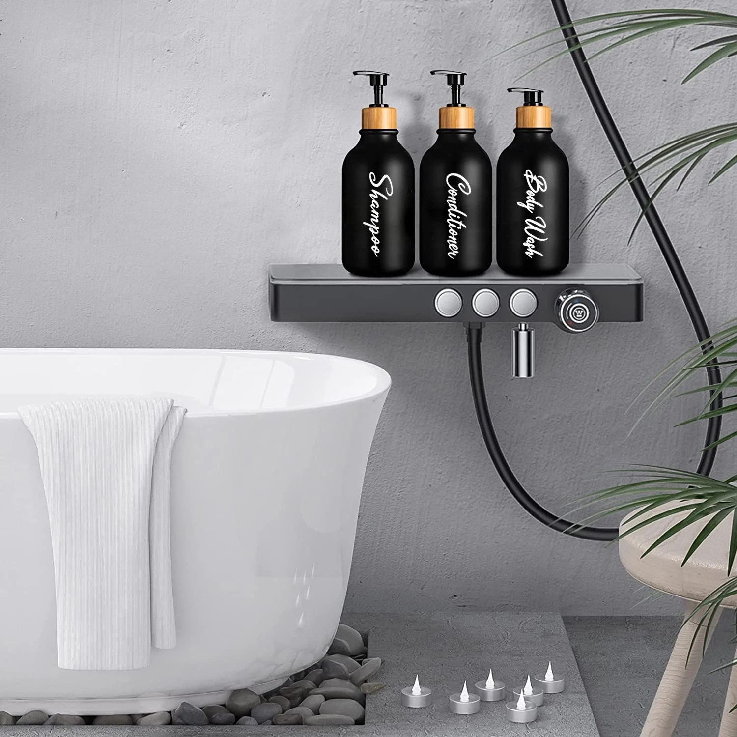 Botellas de champú para baño / Botellas recargables / Botellas recargables  de champú y acondicionador / Baño de granja / Almacenamiento en el baño / -   México