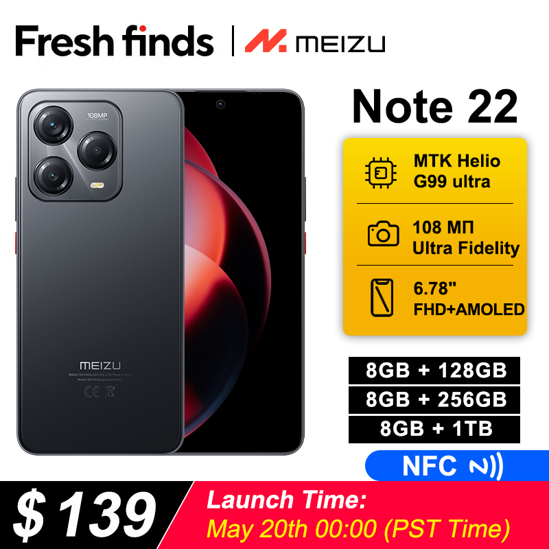 2025 New Global Version Meizu Note 22 Smartphone 108MP Main Camera 120Hz 6.78'' FHD AMOLED 5000mAh Battery 40W Super Fast Charge