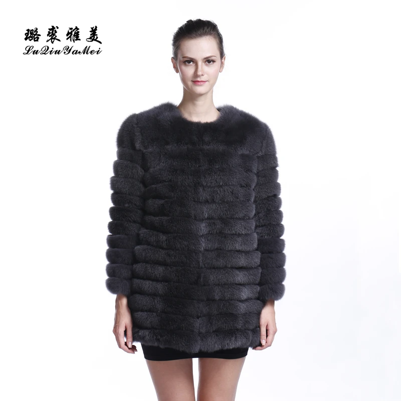 Новинка 2023, шуба из натурального меха, шуба из 100% натурального меха, Женское зимнее теплое меховое пальто из лисьего меха, дизайн высокого качества с круглым воротником, бесплатная доставка