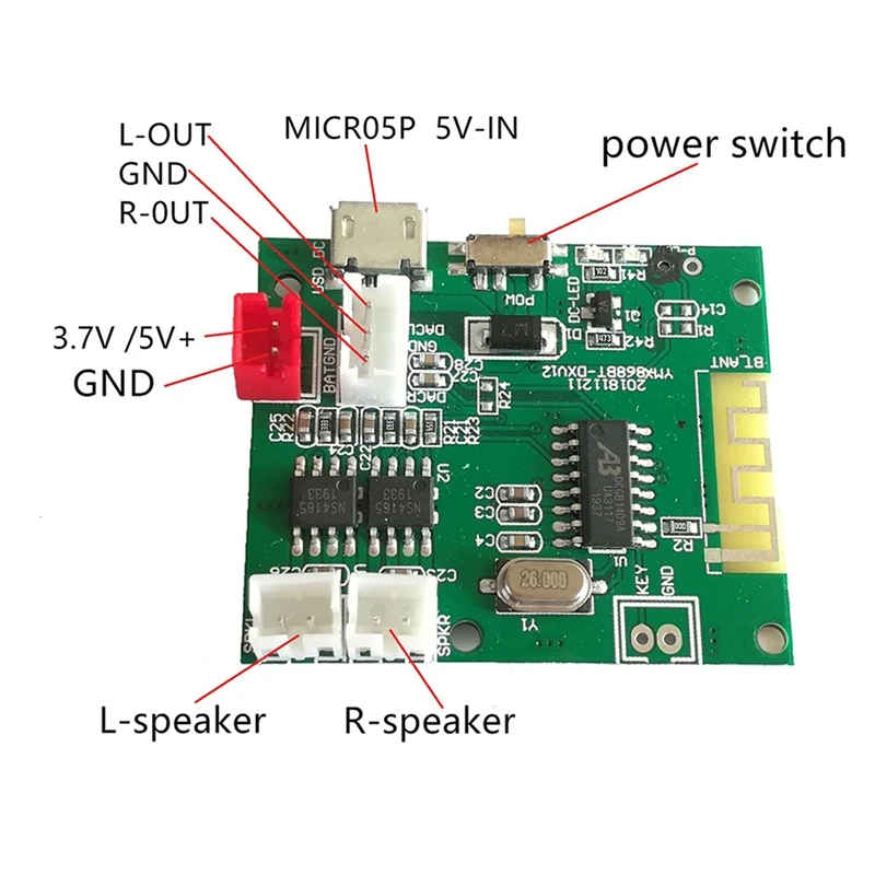 B04B-3X BT5.2 Wireless Module Power Amplifier Pcba Module 2 X 5W Audio Player Board
