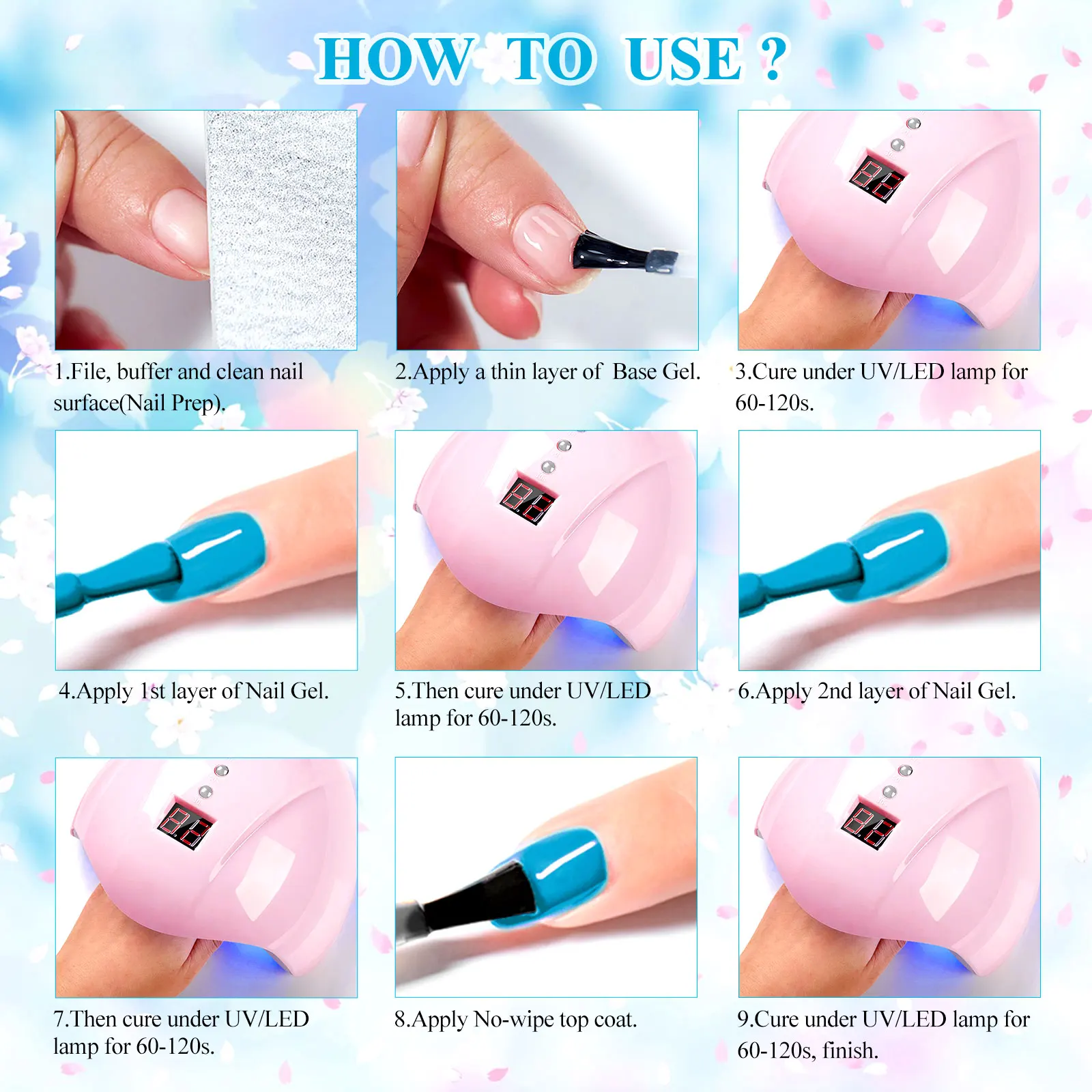 MEET ACROSS 7pcs Glitter Gel Nail Polish Set Nude Pink Reflective Soak Off UV Gel Kit Varnish Nail Supplies Manicure DIY Design 6