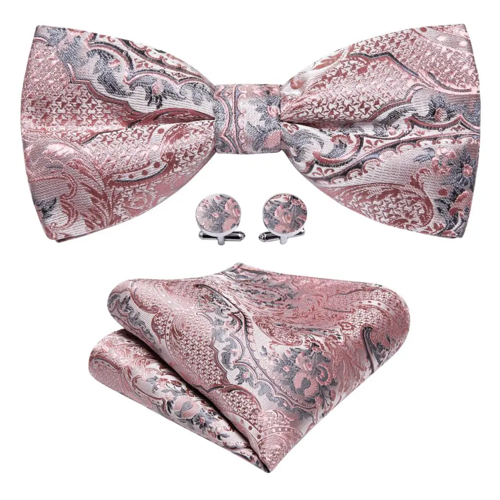 Barry.Wang Jacquard Seide Herren Krawatte Fliege Taschentuch Manschetten knöpfe Set 20 Farben Krawatte Fliege formelle lässige männliche Hochzeit Geschäft – Detail 19