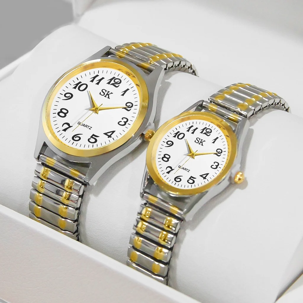 Men's Women's Bussiness Watch Couple Watch Set Romantic Bohemian Style Elastic Strap Quartz Watch Set (Box Not Included)