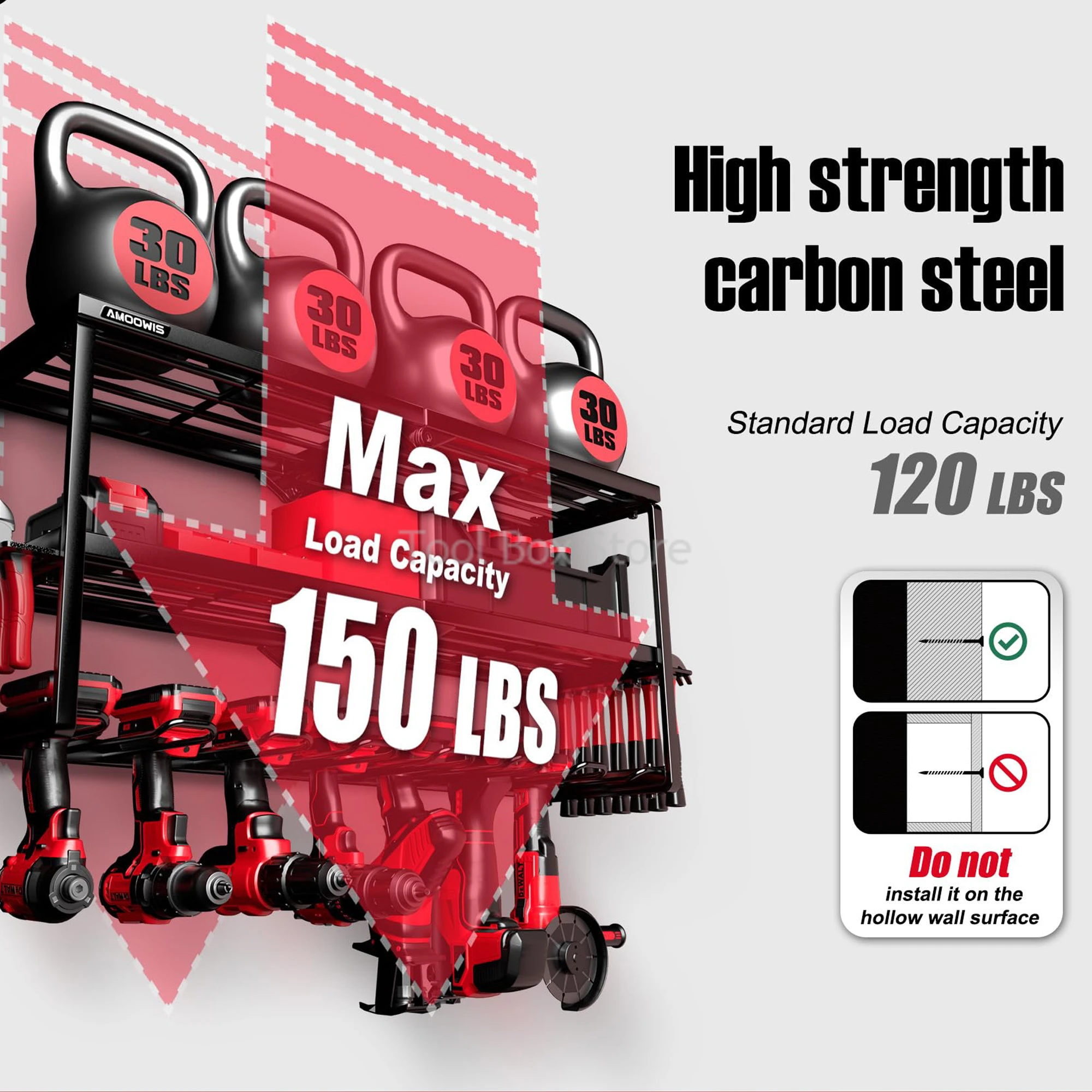Tool Organizer Power Tool Holder Hand Power Tool Organizer Rack Wall Mounted Rustproof Tool Cabinet Electric Drill Holders Heavy Duty For Workshop Garage