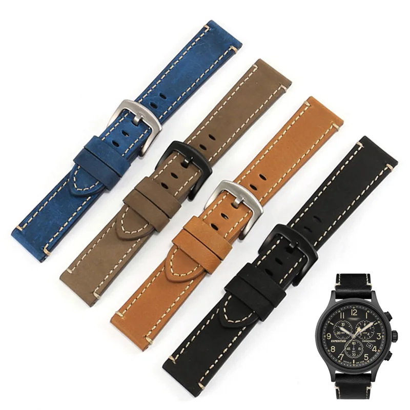 

PEIYI Frosted Classic Vintage Cattle Hide Watchband Genuine Leather Watch Chain Men's 18 20 22 24mmC