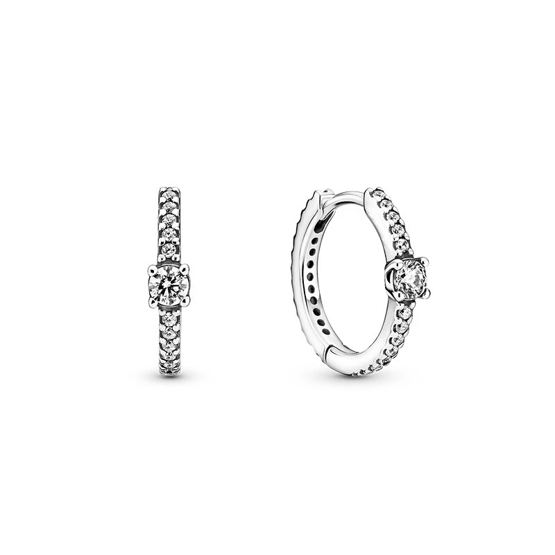 The classic 925 silver sparkling Circle Love Drop four-leaf Clover earrings are a fine jewelry accessory gift for women