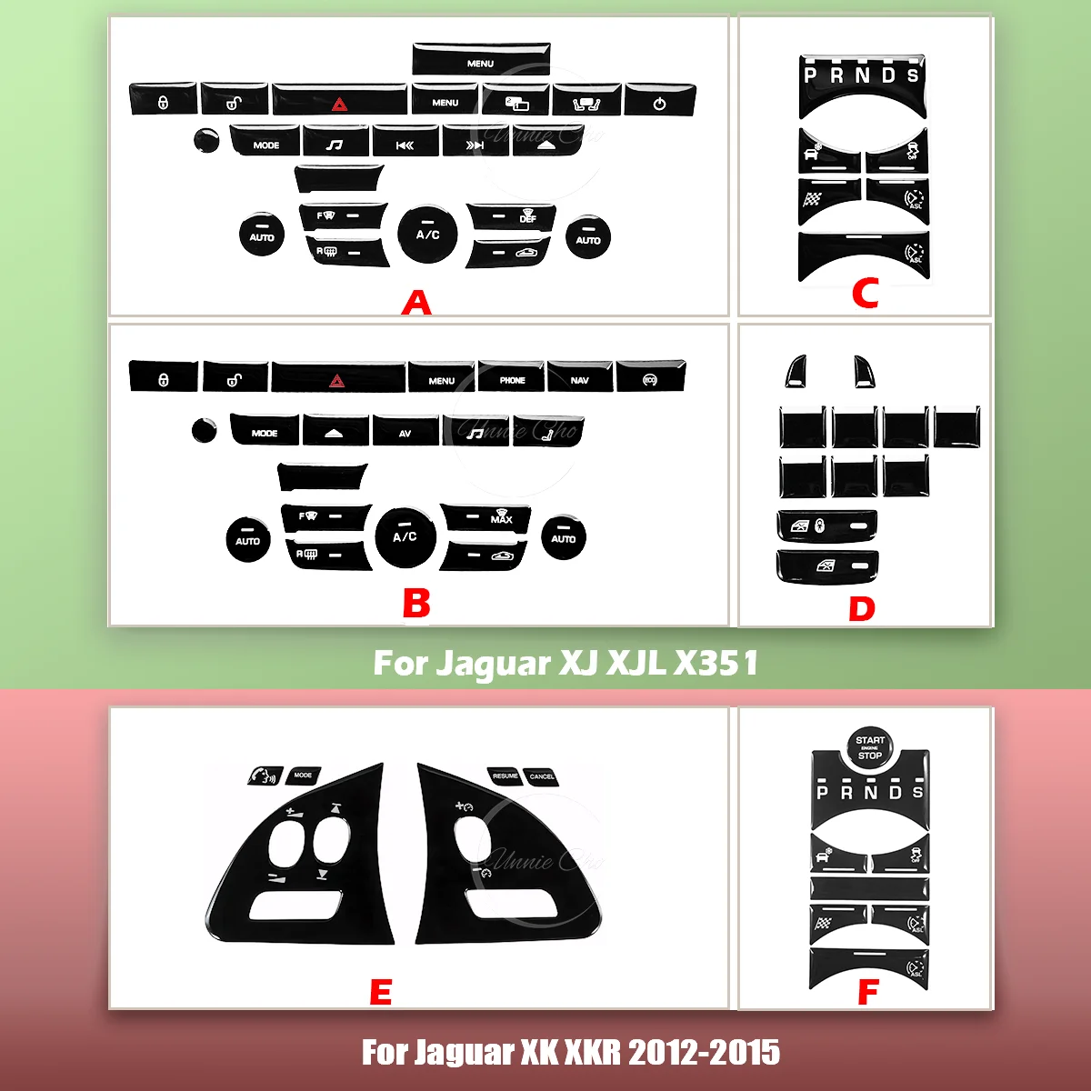 Jaguar XF X250 XK XKR XJ XJL 용 검정색 에폭시 버튼 스티커 대시 보드 센터 콘솔 용 자동차 인테리어 재 마무리 트림 커버