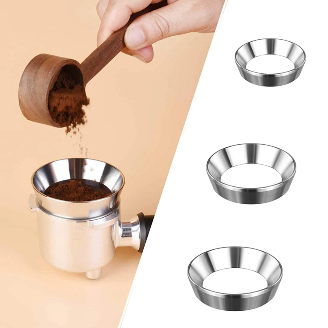 

51/54/58mm Espresso Dosing Funnel Stainless Steel Coffee Dosing Ring Compatible Home Barista Accessorie