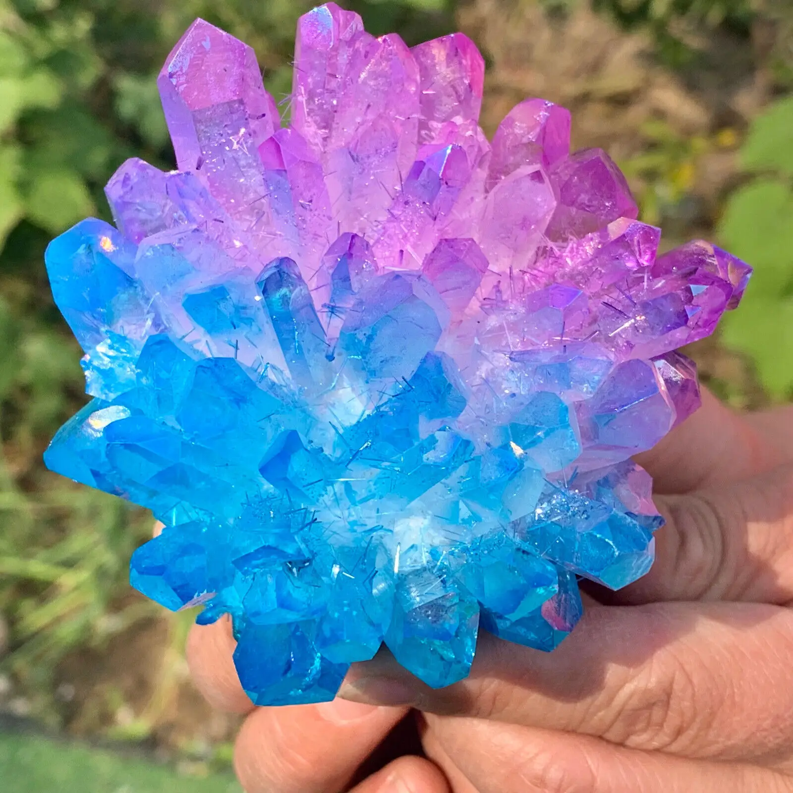 

Красивый двухцветный кристаллический кластер, энергетический камень Rainbow Halo, лечебный минеральный образец, Рейки, домашний декор, рождественский подарок