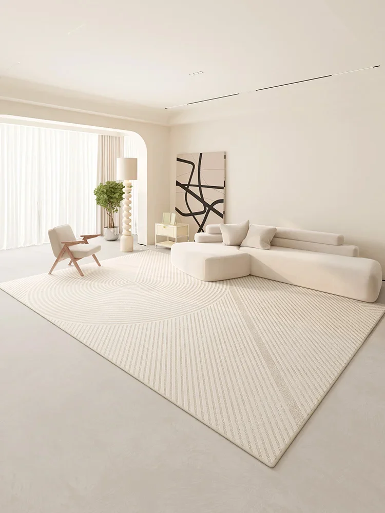 Minimalist Beige Art Stripe Carpet Comfortable Luxury Bedroom Carpets Soft Large Area Living Room Rug Abstract Line Balcony Rugs 2