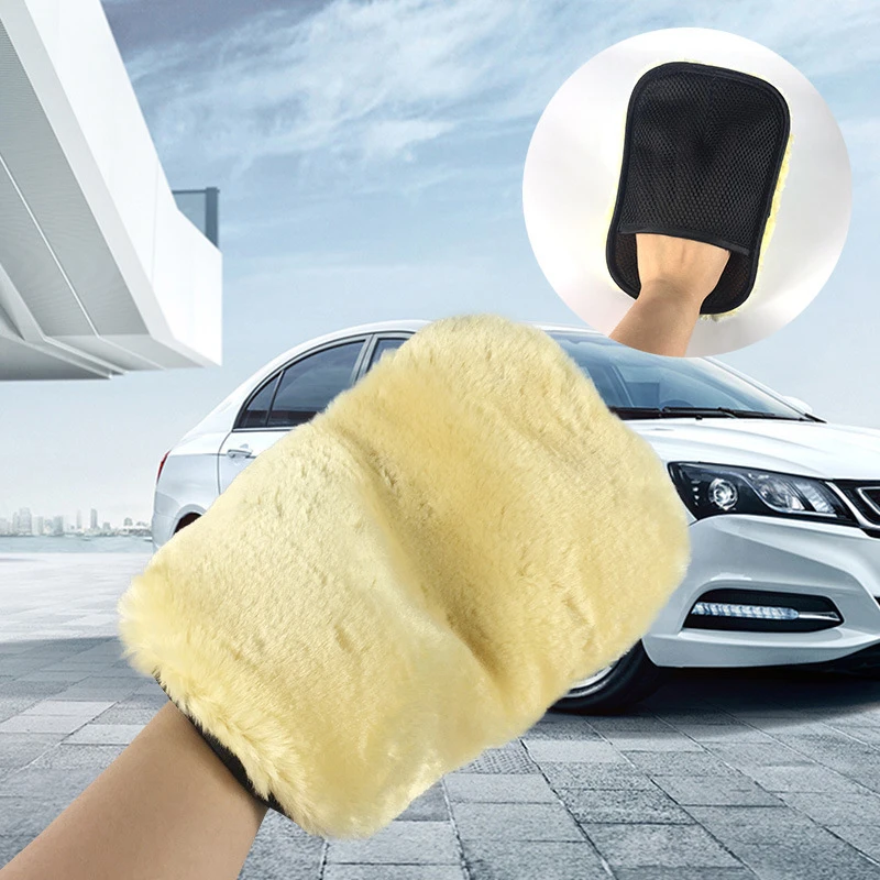 Upgrad Wool Thickening Car Styling Ultra Soft Car Washing Gloves Waxing Polishing Cleaning Brush Motorcycle Washer Care Products car cleaning gloves