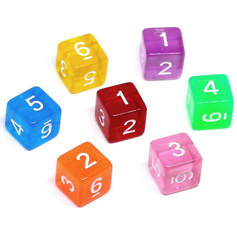 12PCS Transparent Dice 16MM Education Math Games For Kids Ideal Gift for Children Juegos De Mesa Familiares Divertidos 2